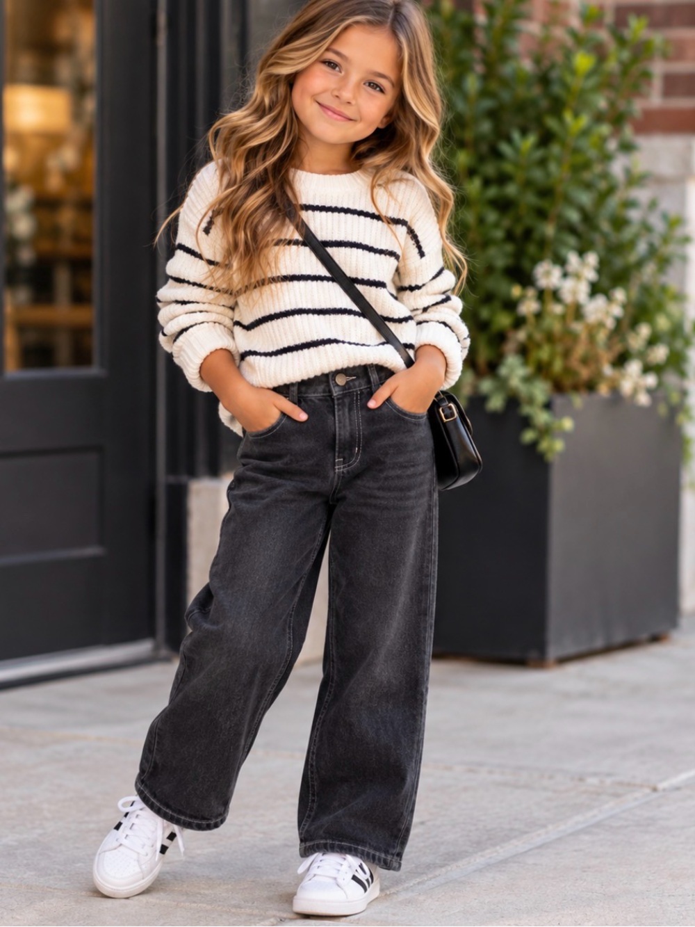 Exarus Kids Classic Wide Leg Black Jeans. Size 8Y